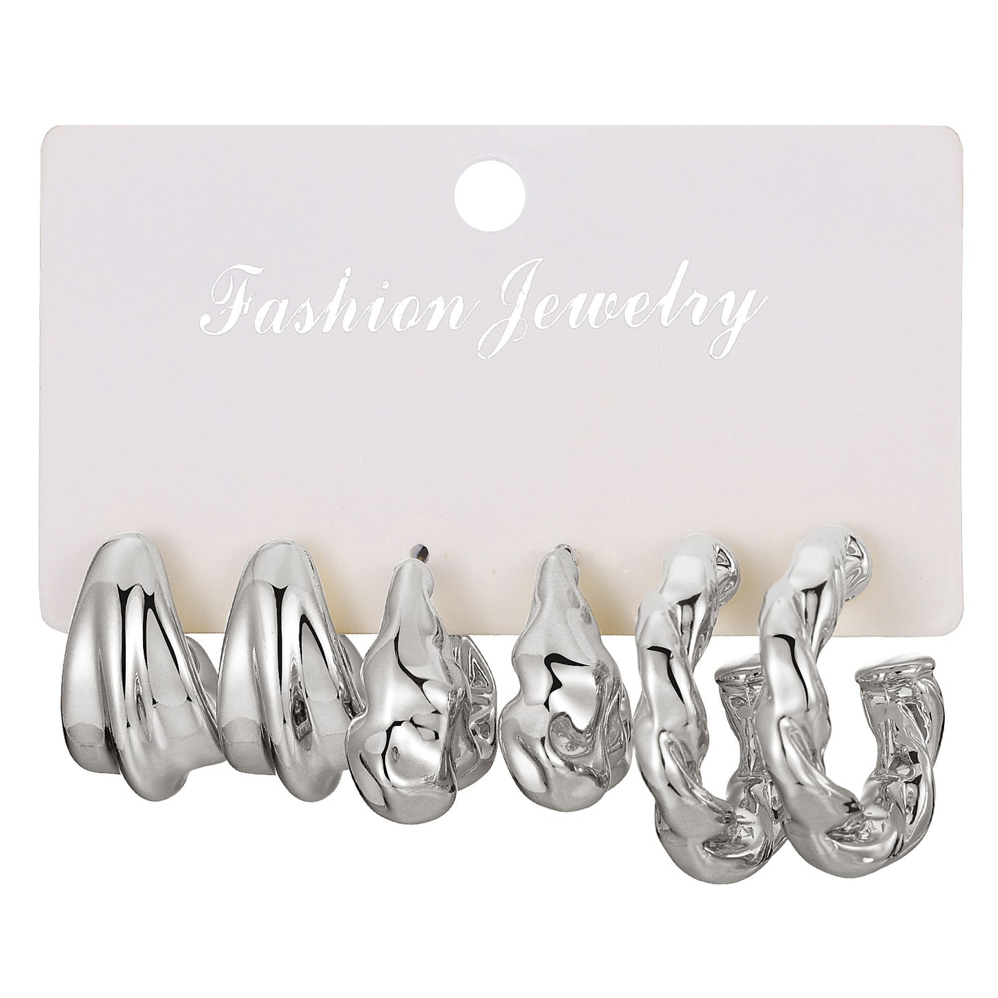 Type Irregular Card Set White Gold Color Earrings