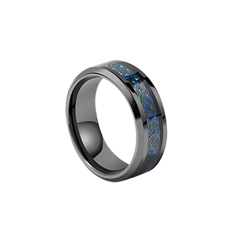 Men's Titanium Steel Diamond Stainless Dragon Pattern Piece Rings