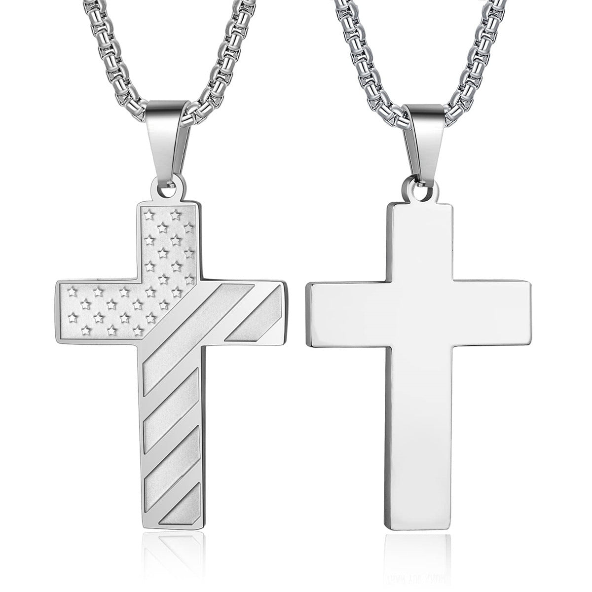 Men's Cross Stainless Steel Bible Patriotic Jewelry Inspirational Necklaces