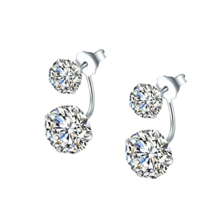 Women's Sier Ornament Diamond Zircon Fashionable Valentine's Earrings