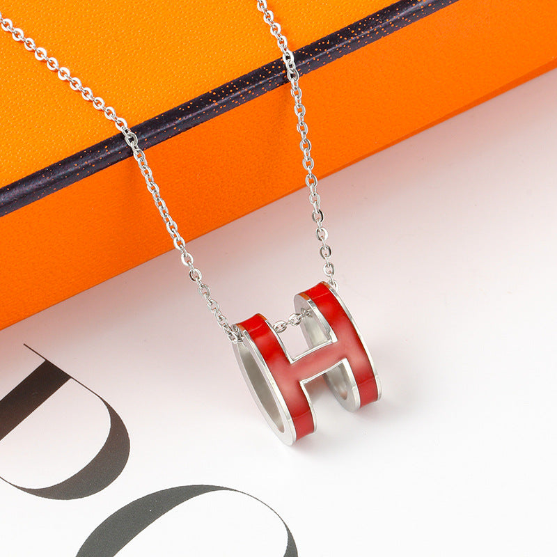 Temperamental Rose Gold Enamel Clavicle Chain Female Necklaces