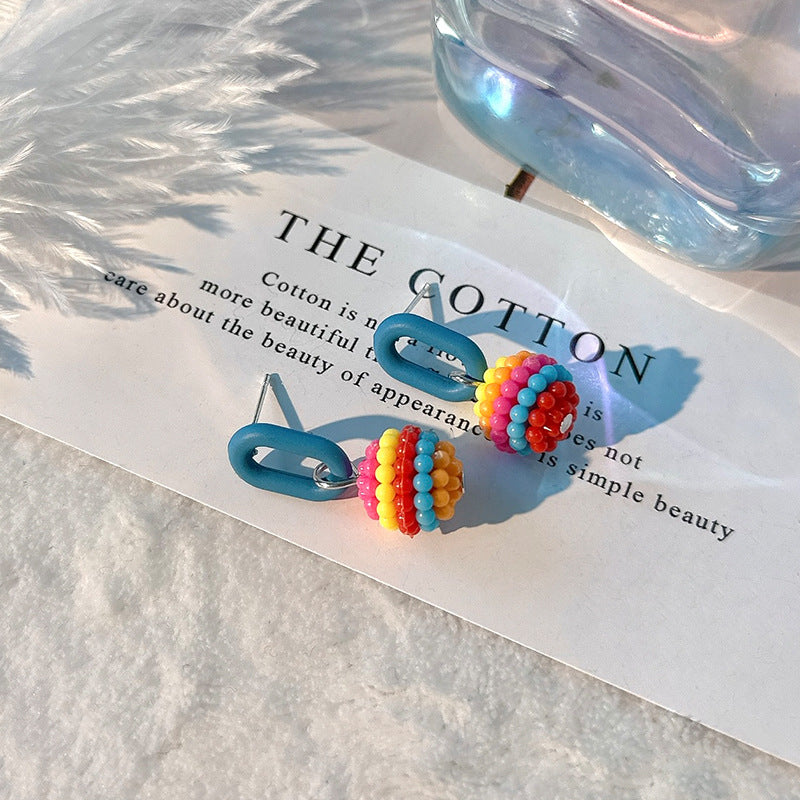 Fashion Design Candy Color Chain Female Dopamine Rings