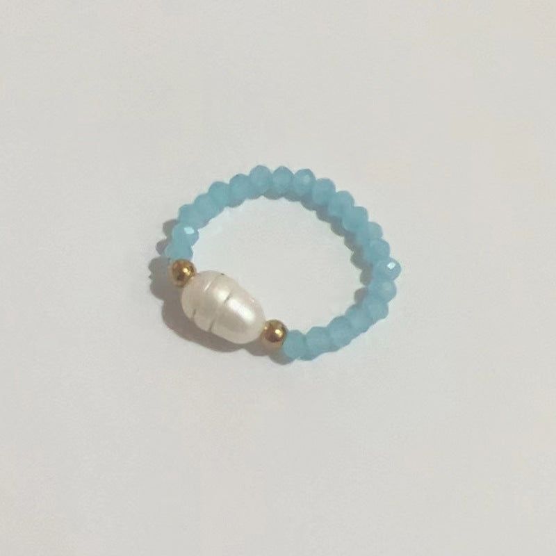 Graceful Personality Pearl Colorful Opal Beaded Rings
