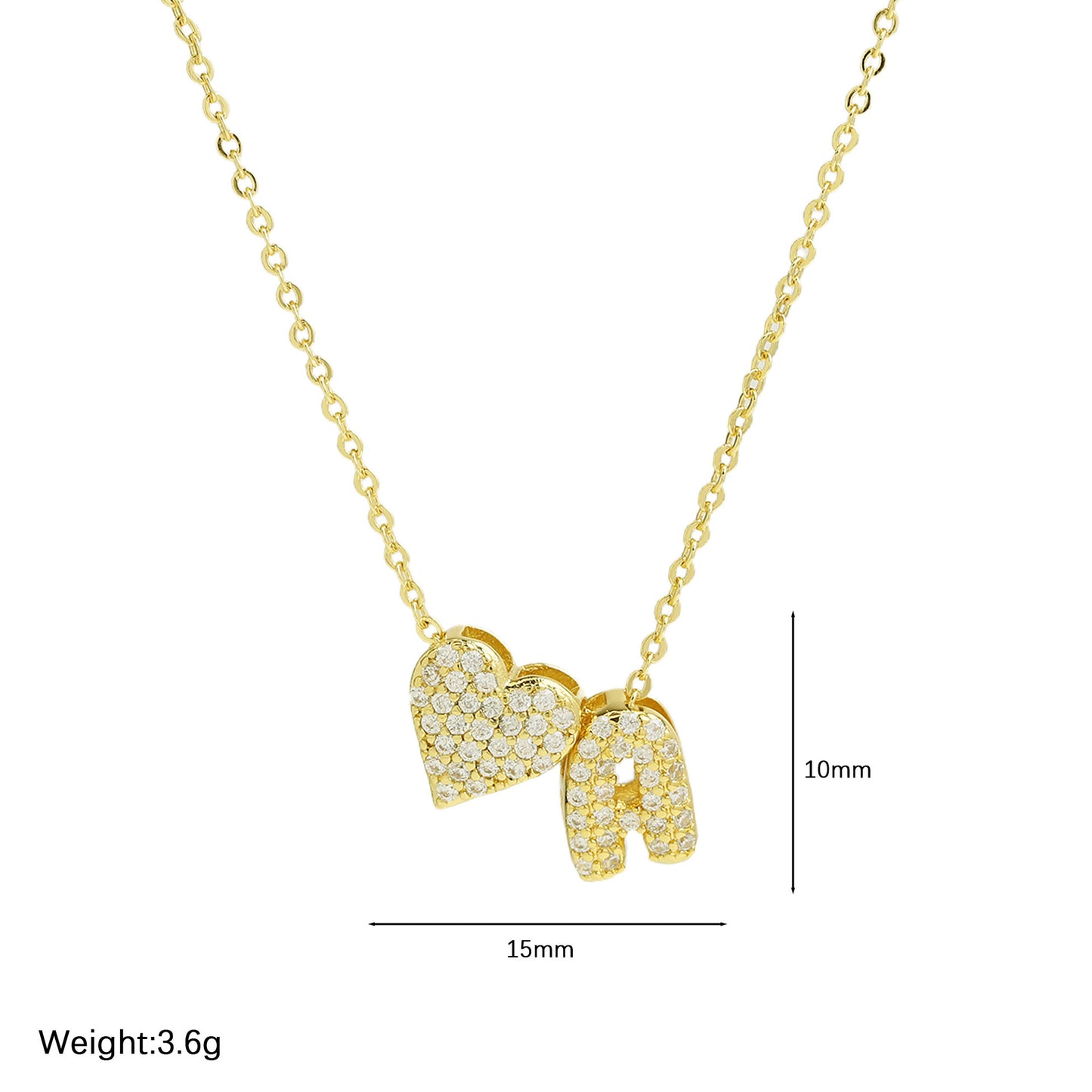 Brass Inlaid Zirconium Balloon Bubble English Letter Necklaces