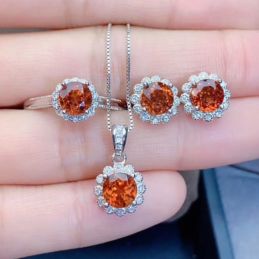 Sunflower Live Orange Zircon Colored Gems Open Rings