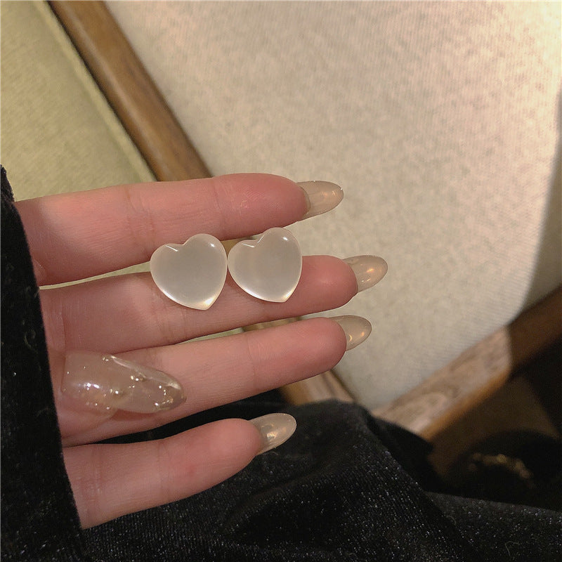 Women's Moonlight Opal Glossy Peach Heart Fairy High Earrings