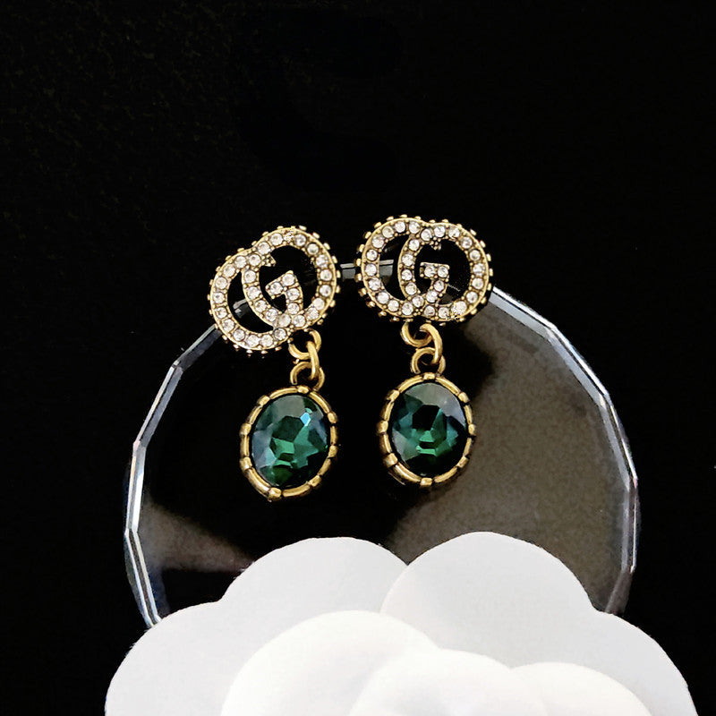 Women's & Men's Quality Collection Trending Rhinestone Letters Sier Earrings