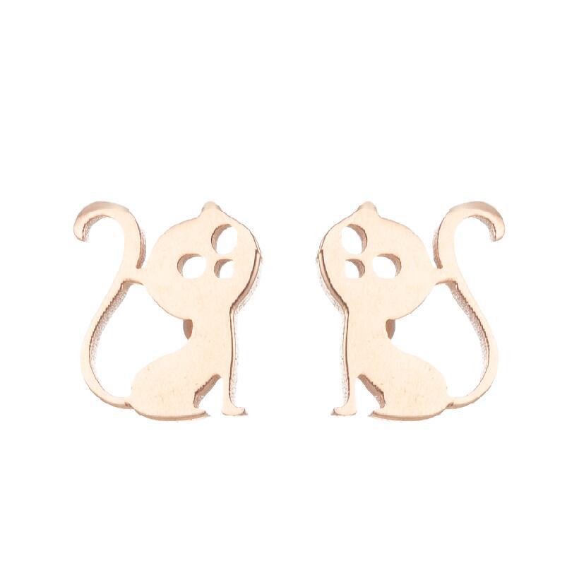Steel Cute Small Animal Female Design Fashion Cat Earrings