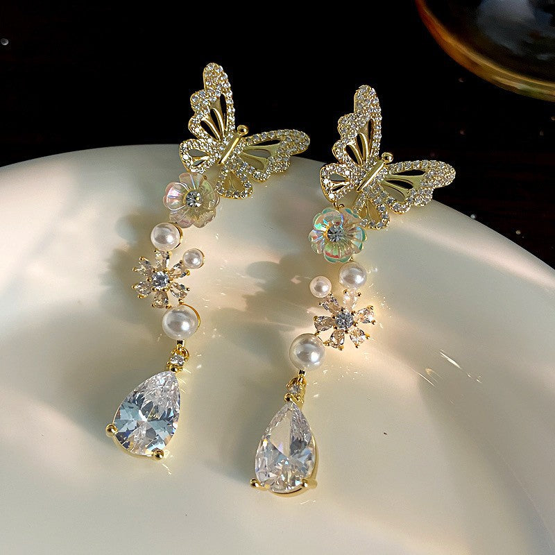 Fashion Zirconia Micro Inlaid Zircon Long Earrings