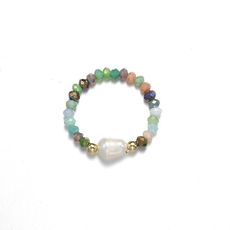 Graceful Personality Pearl Colorful Opal Beaded Rings