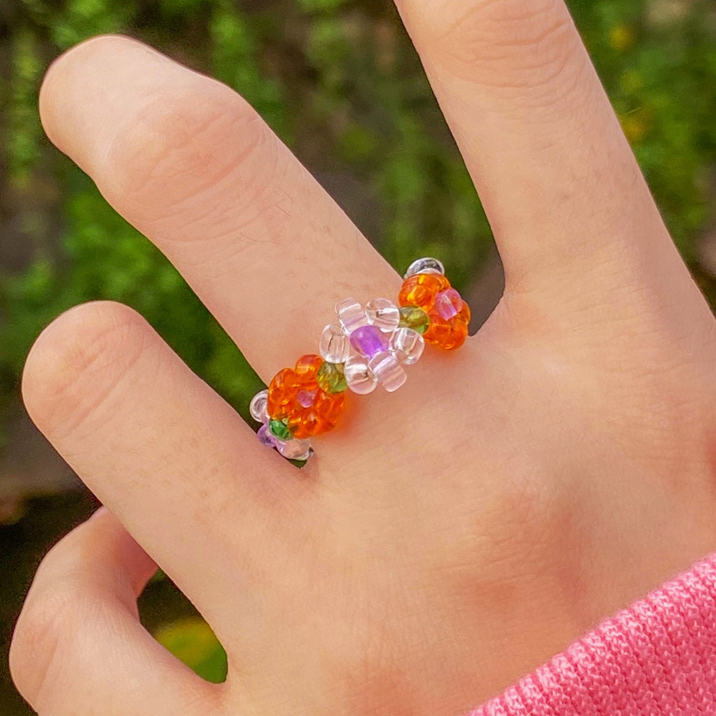 Color Stretch Crystal Beads Female Design Sense Rings