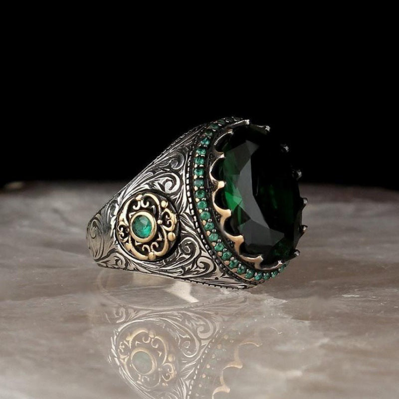 Inlaid Sea Blue Zircon Fashion Vintage Rings