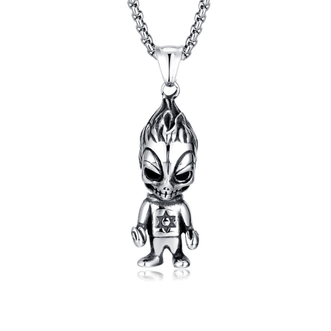 Men's Vintage Cross Ghost Head Titanium Fashion Necklaces