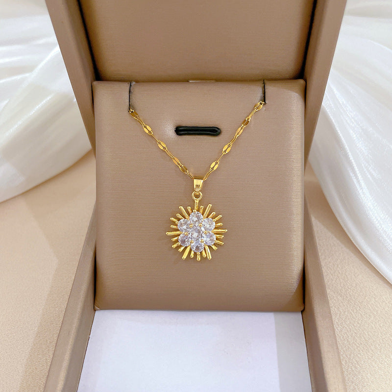 Steel Light Luxury Full Diamond Design Temperament Necklaces