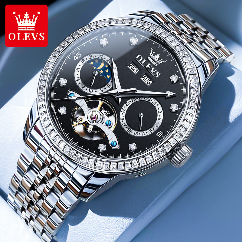 Men's Watch Multifunctional Moon Phase Casual Mechanical Watches