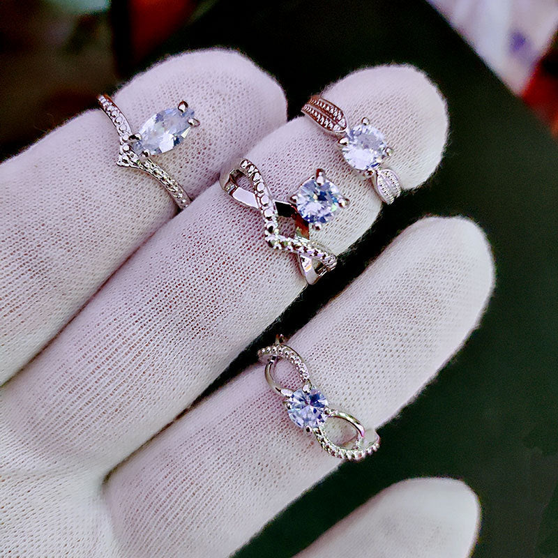 Alloy Crystal Zircon Fashion Color Protection Rings