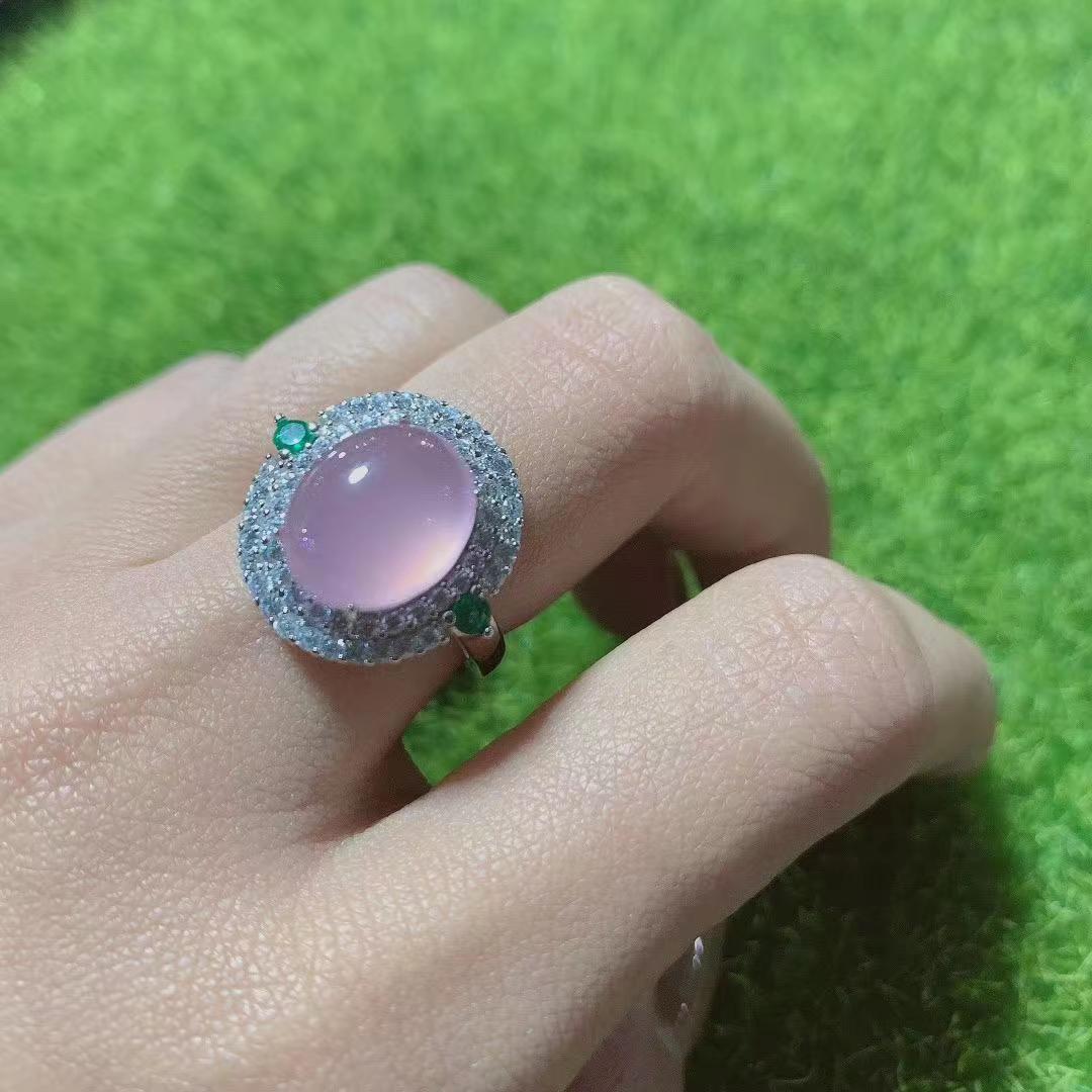 Agate Emerald Female Opening Adjustable Size Rings