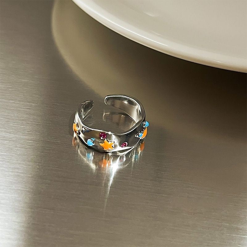 Color Flowers Openings Sense Rainbow Female Rings