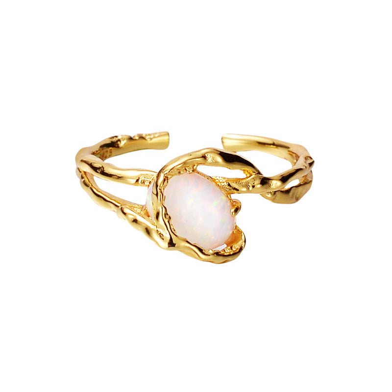 Interest Light Luxury Sterling Sier Opal Stone Female Rings