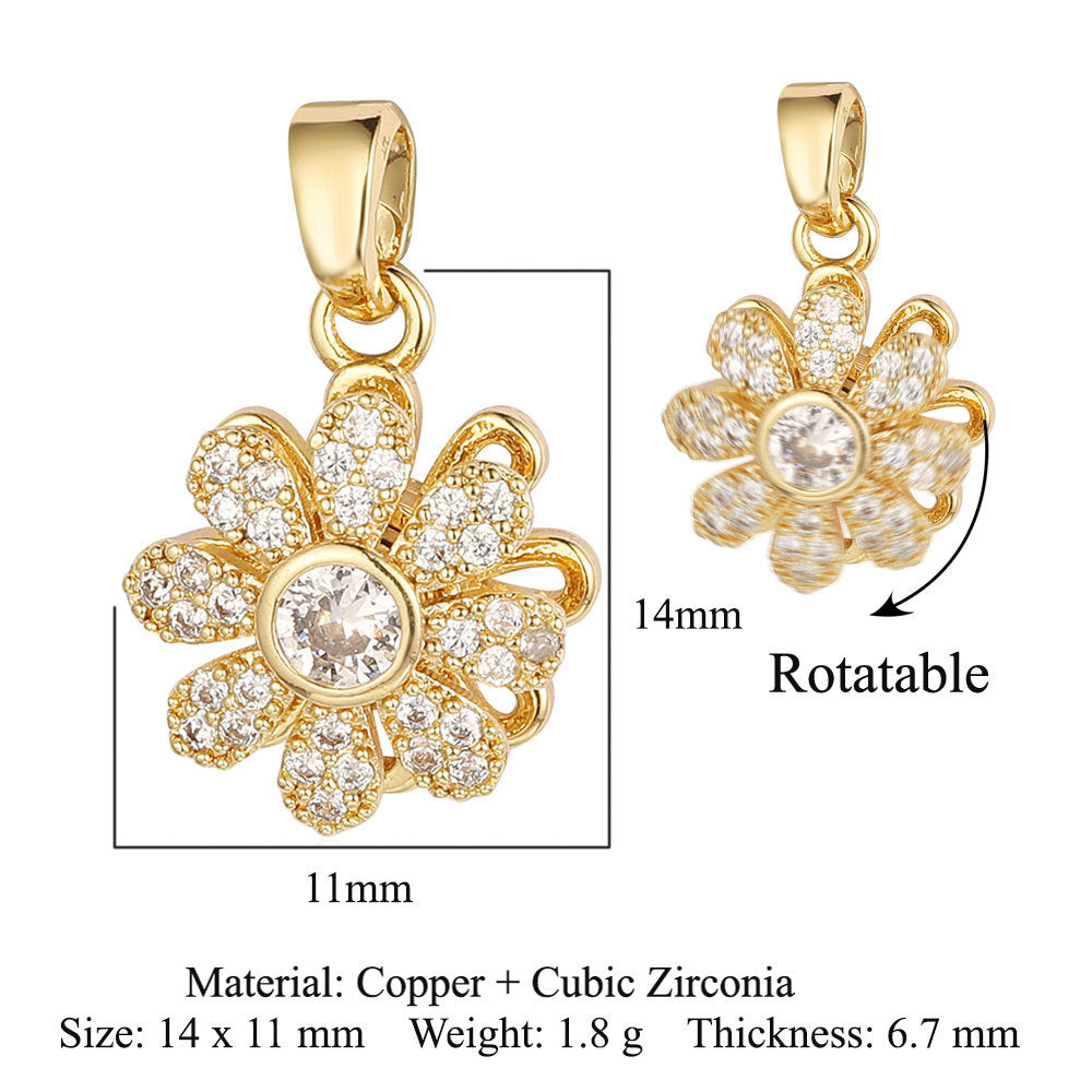 Fingertip Gyro Windmill Copper Zircon Bear Pendants
