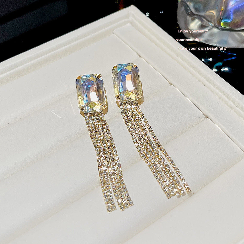 Women's Zircon Tassel High-grade Light Luxury Delicate Earrings