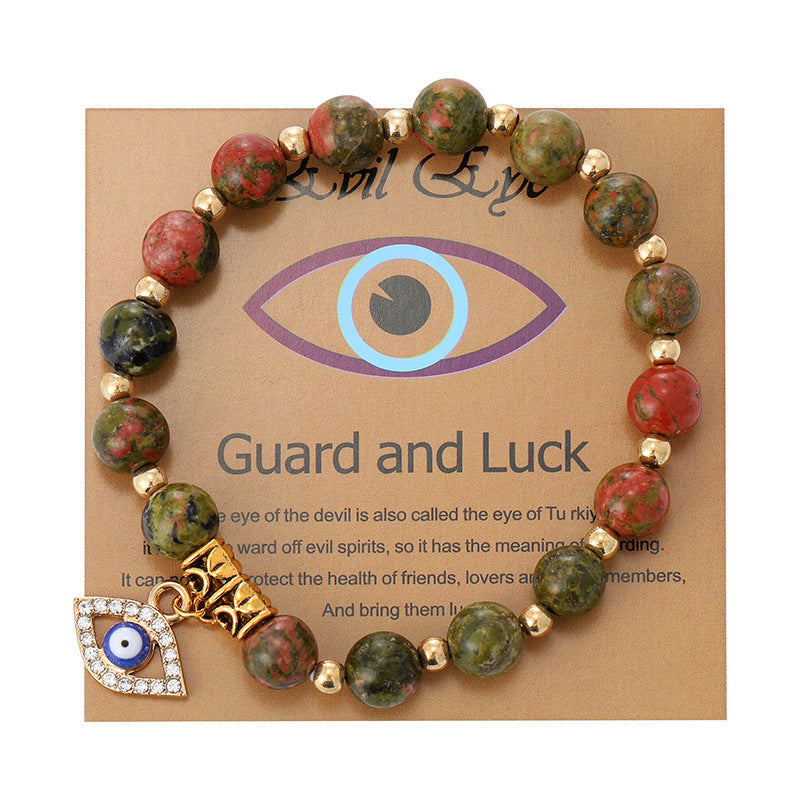 Women's Pink Zebra Stone Devil's Eye Basketball Bracelets