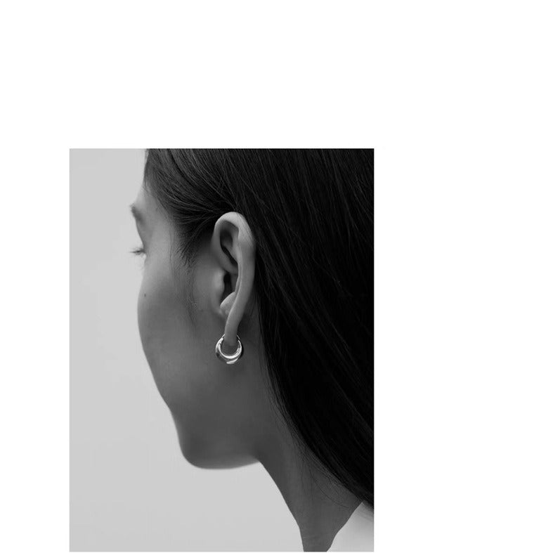 Basic Style Sterling Sier Glossy Small Earrings