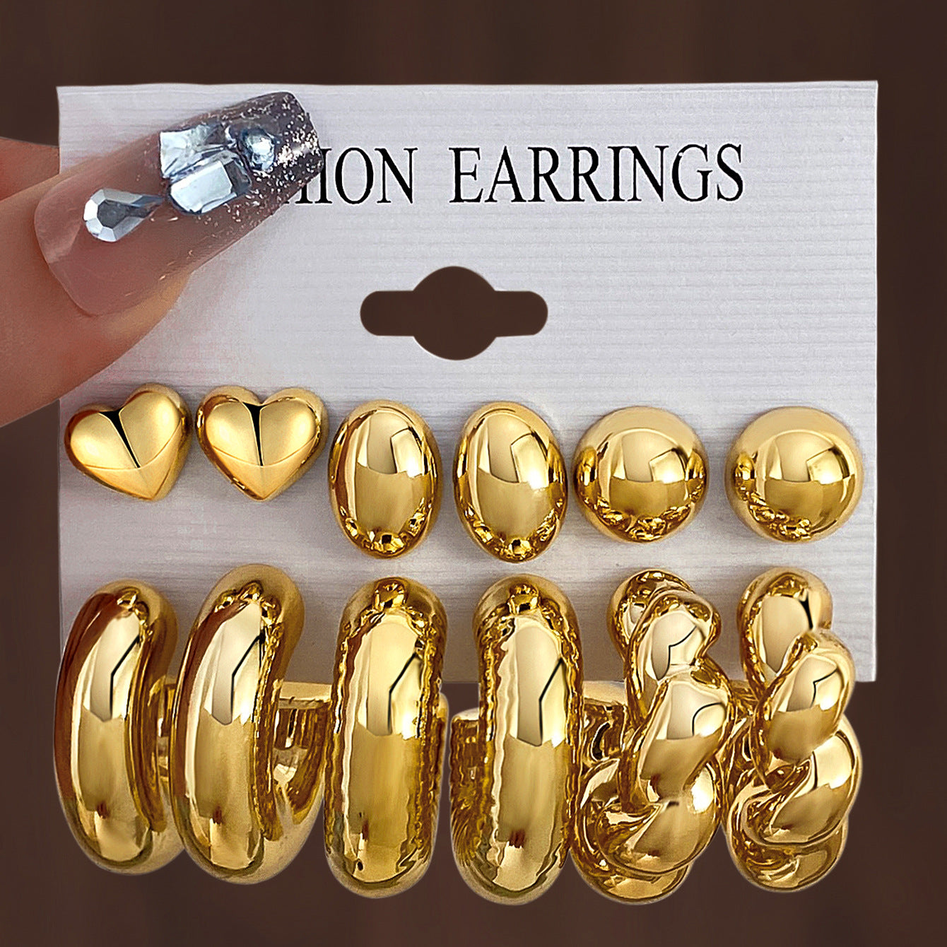 Golden Personality Water Drop Creative Complex Earrings