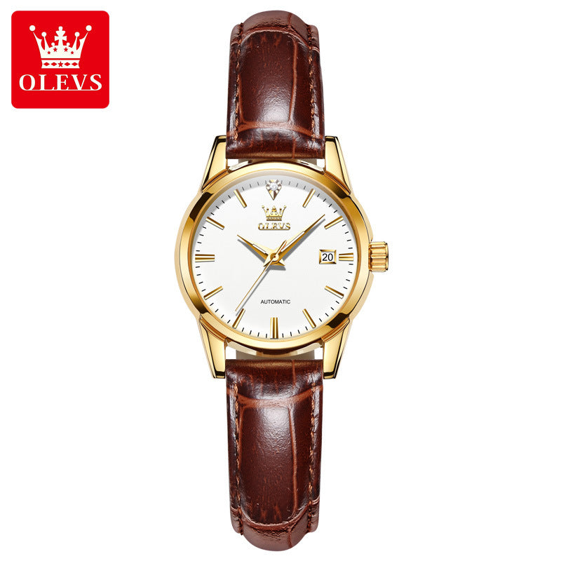 Women's Watch Fashion Waterproof Leather Strap Ladies Mechanical Watches