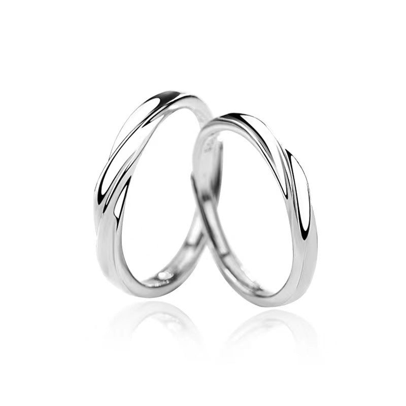 Women's & Men's Glossy Wavy Couple Long-distance Love Valentine's Day Gifts For Rings