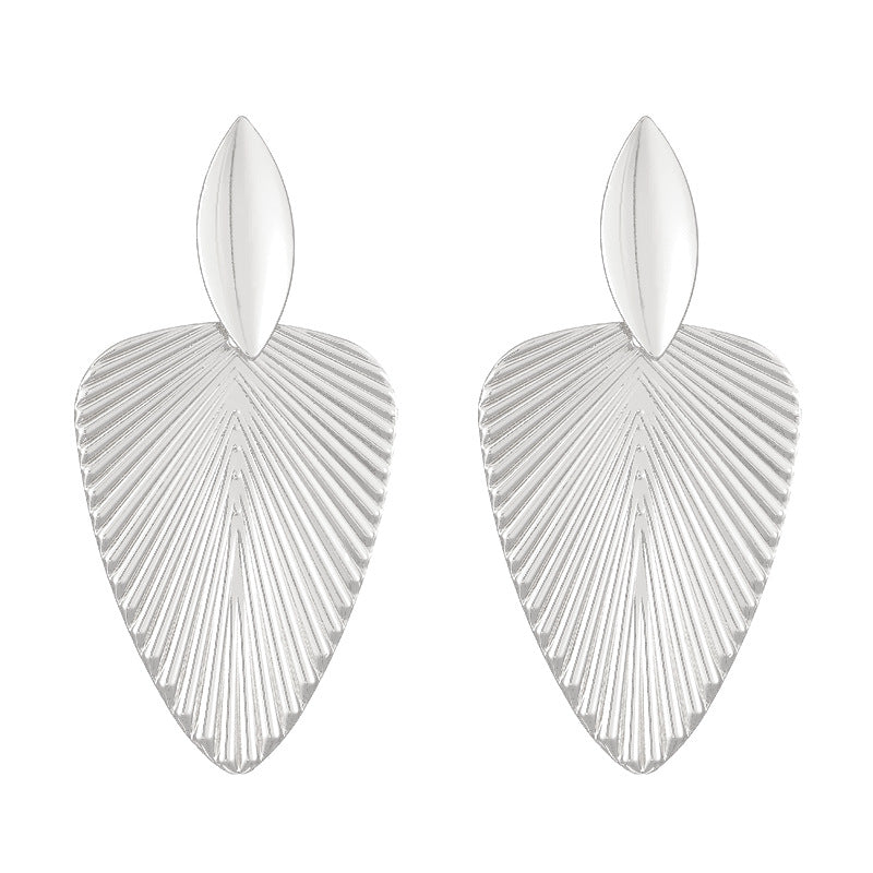 Women's Personalized Texture Fan Leaves Ear High-grade Earrings