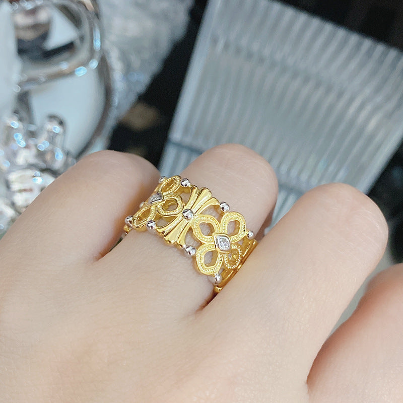 Italian Brushed Antique Cloth Gold-plated Cross Rings