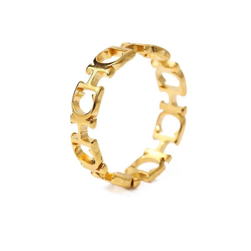 Fade Stainless Steel Gold Design Elegant Glossy Rings