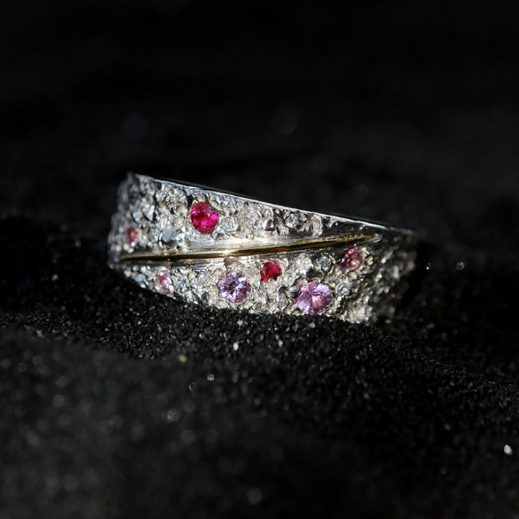 Men's Starry Sky Sapphire Handmade Meteor Shower Magic Rings