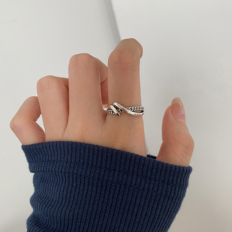 Women's Sier Thai Retro Combined Set Trendy Rings