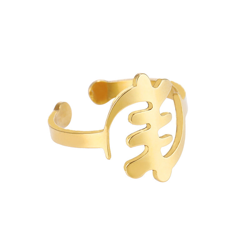 Women's Fashion Titanium Steel Glossy Gold Color Rings