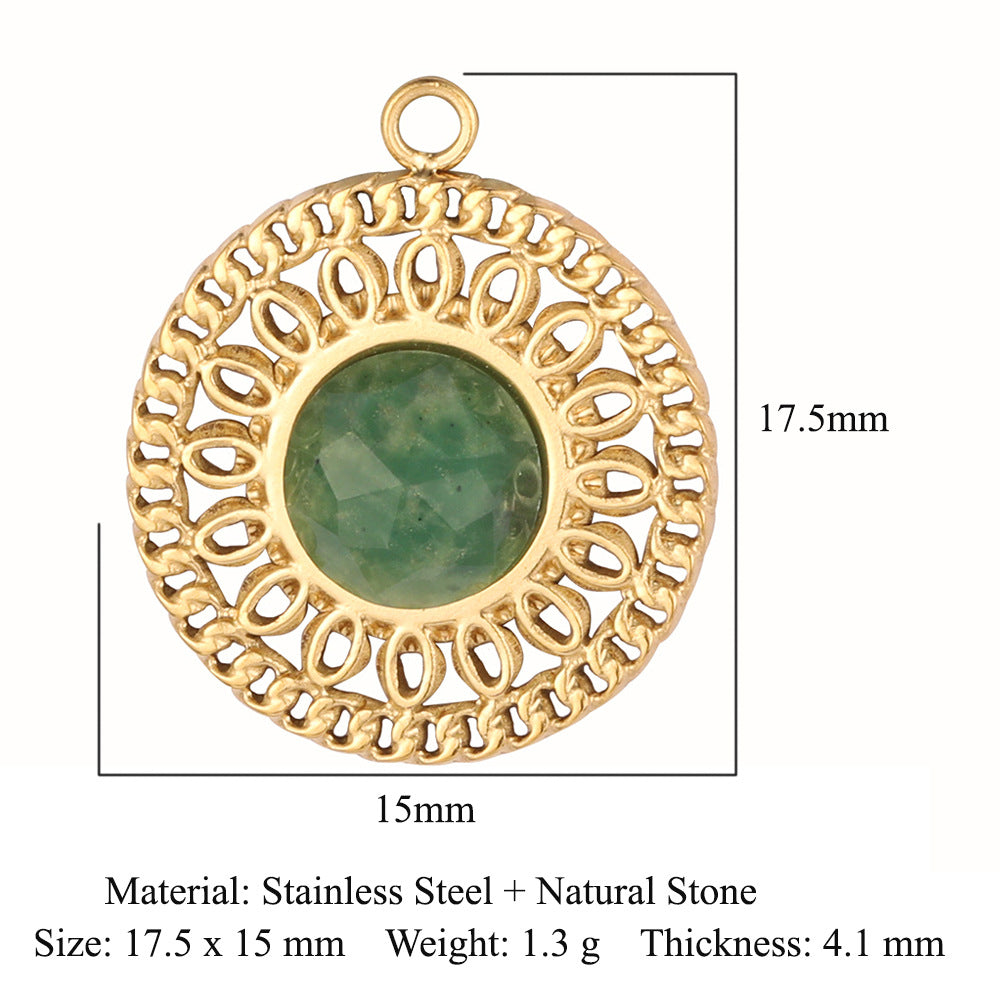 Bohemian Natural Stone Titanium Steel Jewelry Pendants
