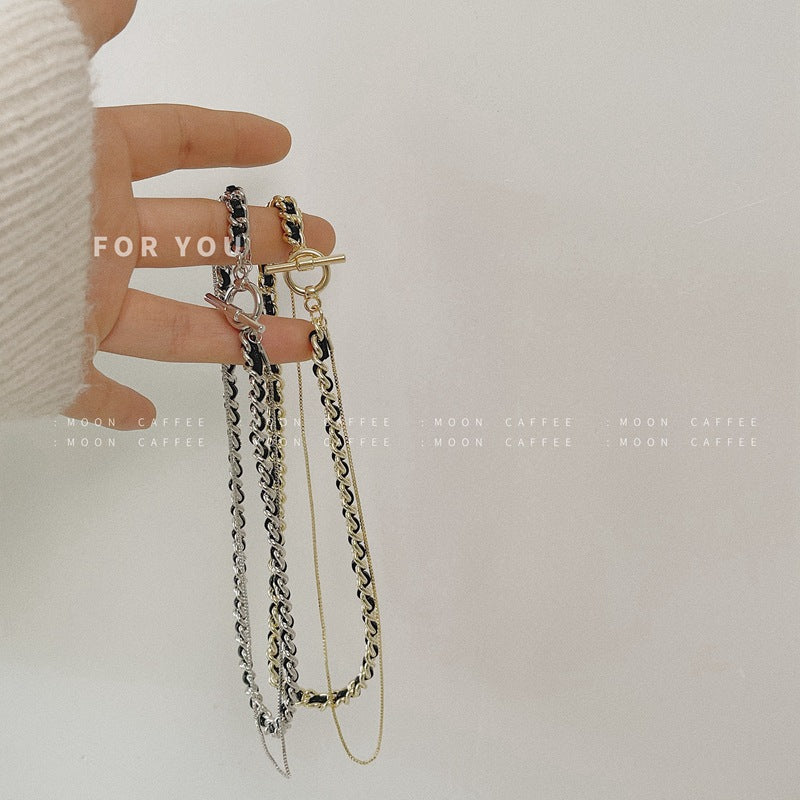Leather Retro Simple Temperamental Clavicle Chain Necklaces