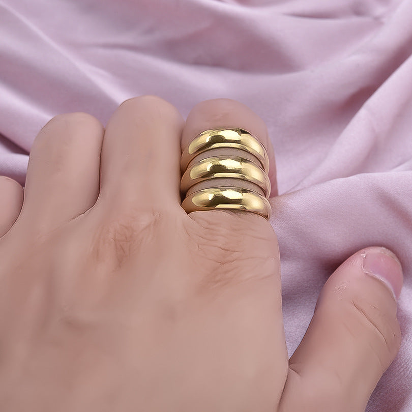 Women's Steel Trendy Personality Curved Line Design Rings