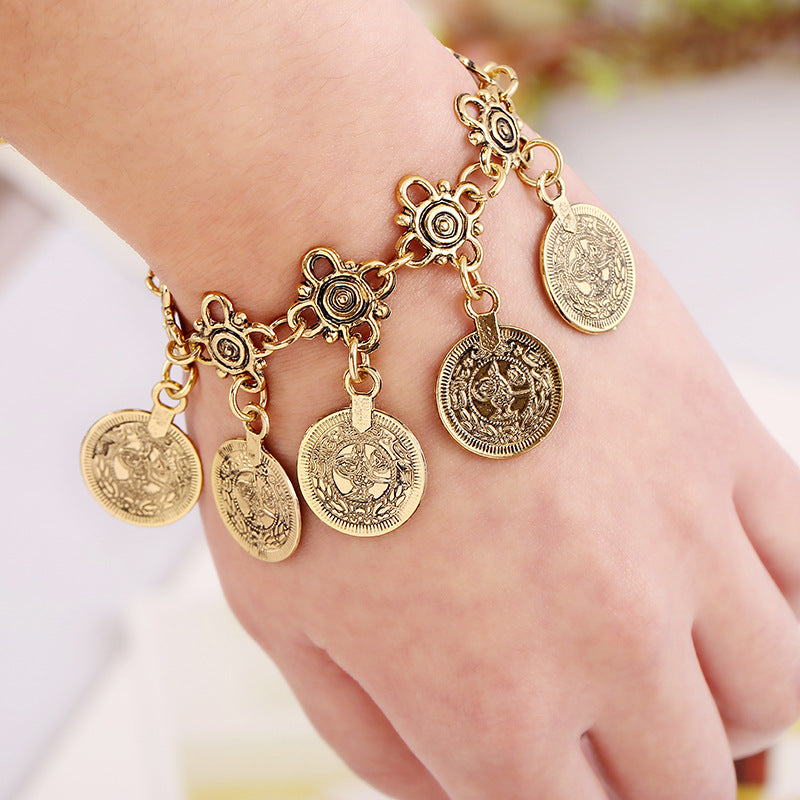 Vintage Gold Coin Clavicle Chain Ethnic Necklaces