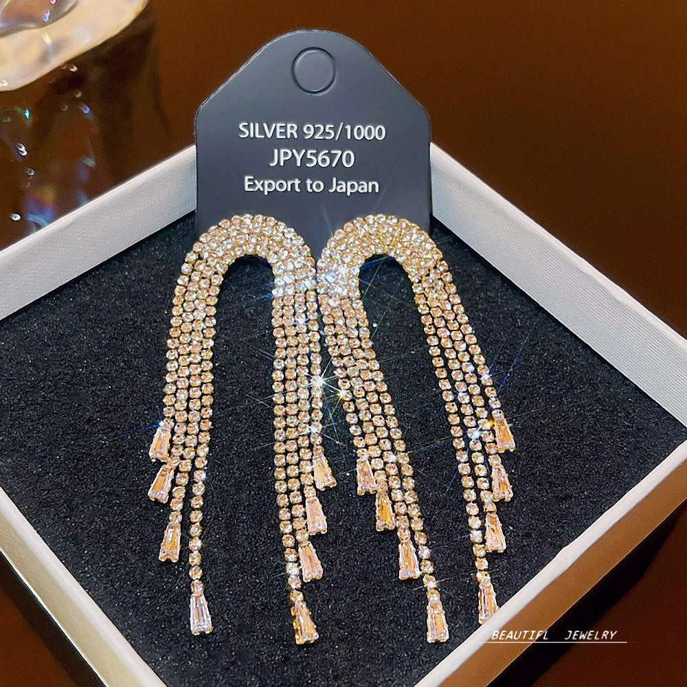 Women's Zircon Tassel High-grade Light Luxury Delicate Earrings