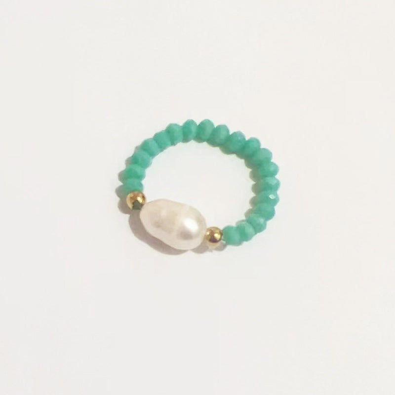 Graceful Personality Pearl Colorful Opal Beaded Rings
