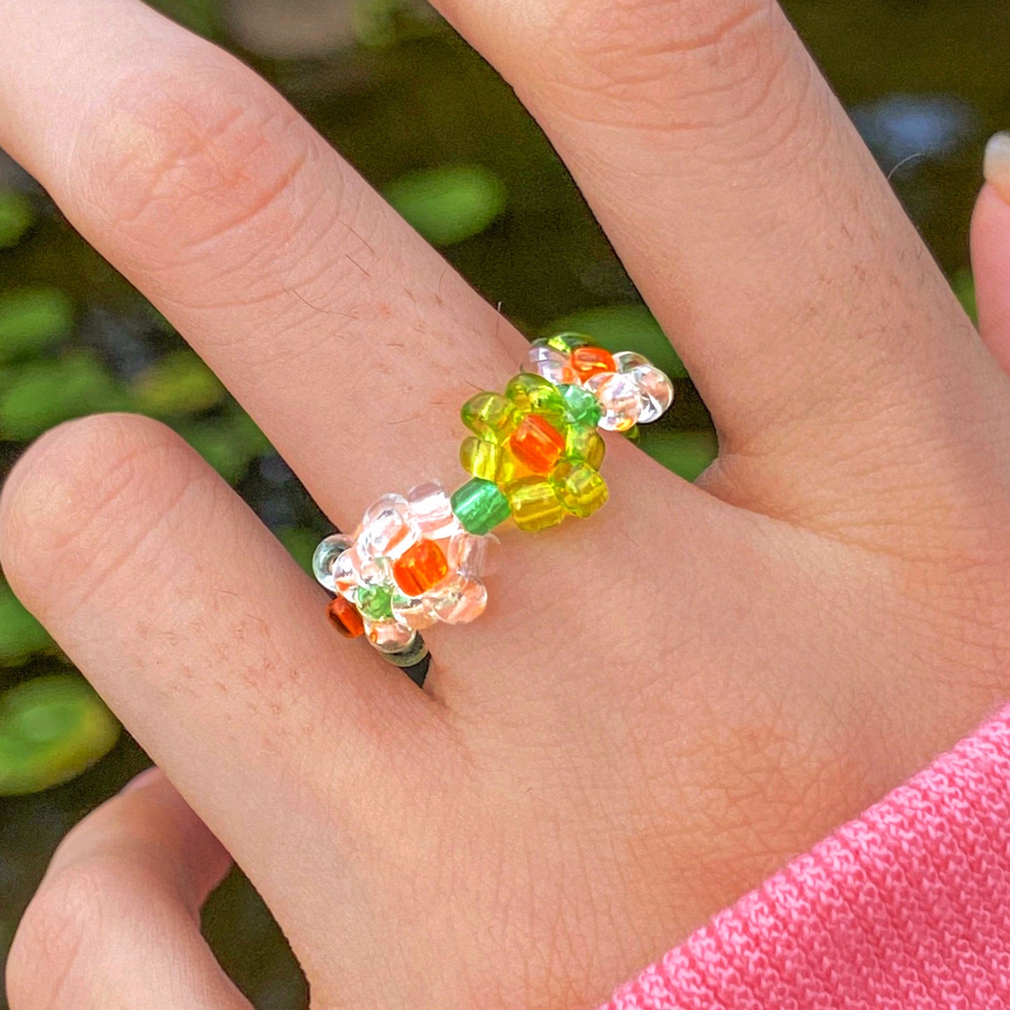 Color Stretch Crystal Beads Female Design Sense Rings