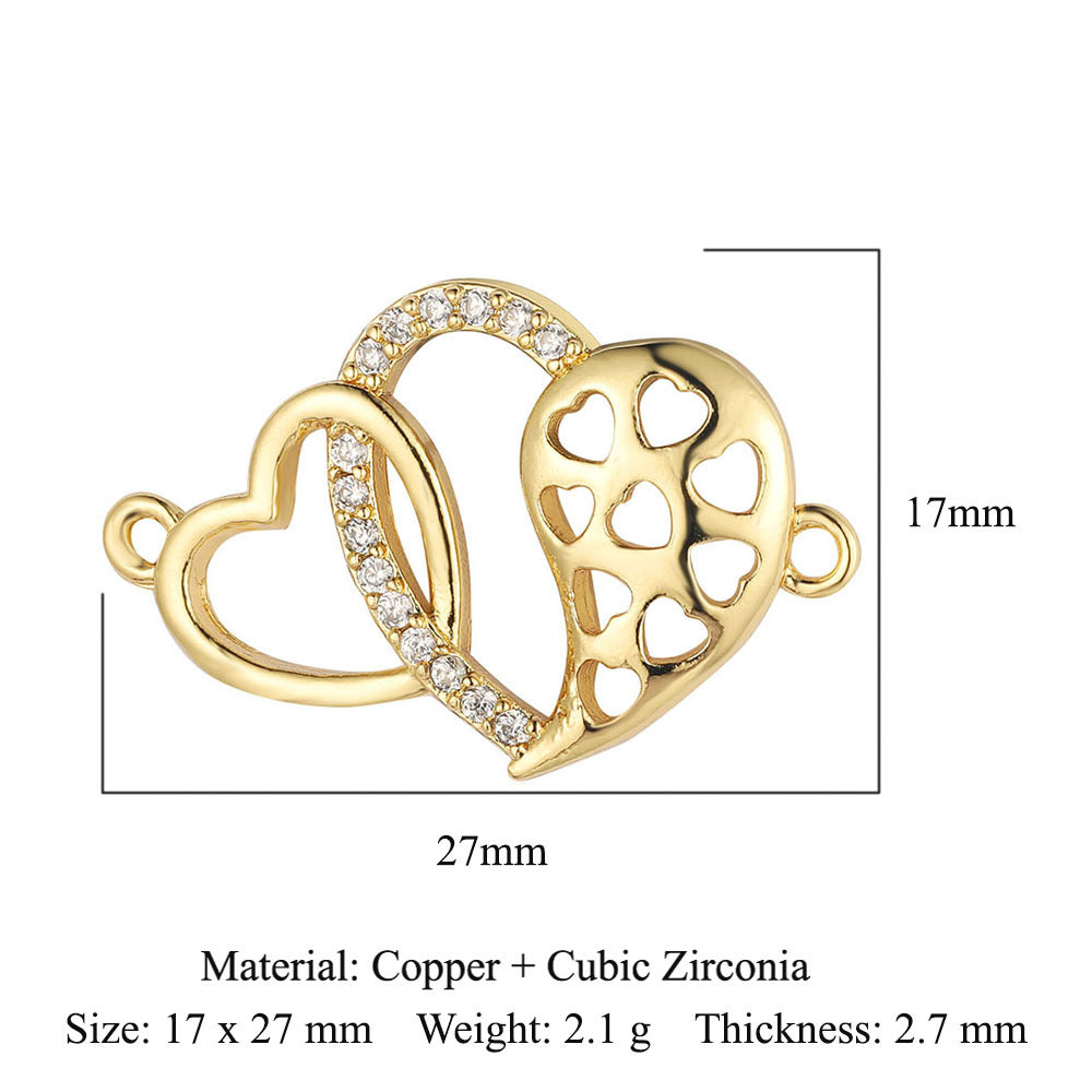 Heart Family Three Copper Zircon Ornament Pendants