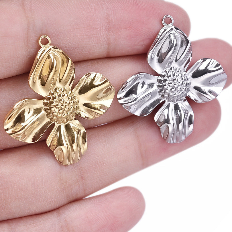 Stainless Steel Fashion Flower Parts Versatile Pendants