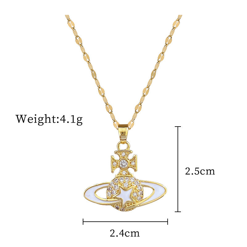 Steel Light Luxury Full Diamond Design Temperament Necklaces
