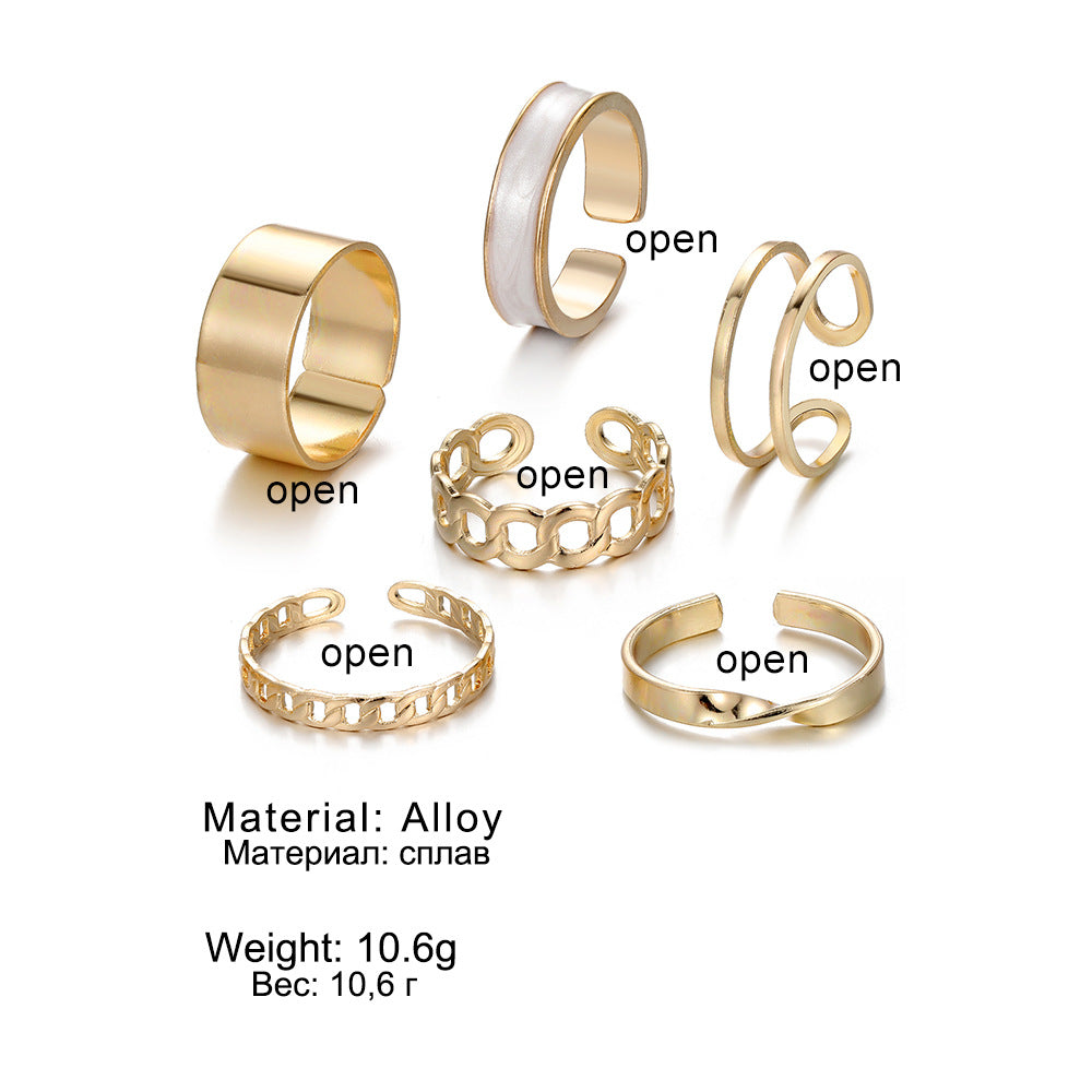 Women's Vintage Chain Opening Geometric Drip Set Rings