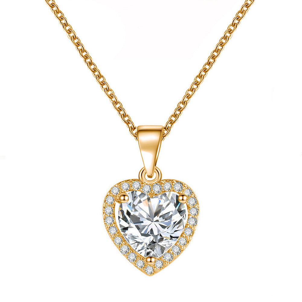 Simple Zircon Love Trendy Temperament Heart-shaped Collarbone Light Necklaces