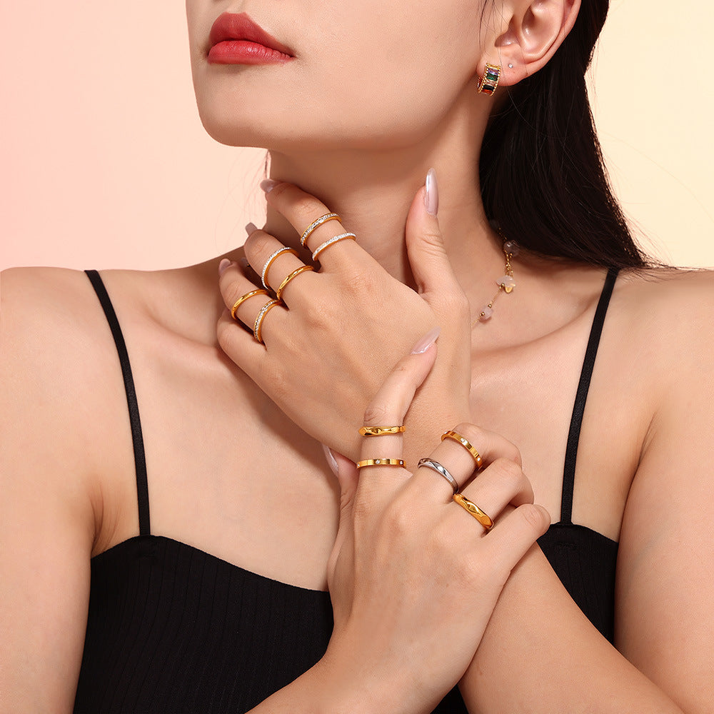 Women's Simple Style Twin Diamond Ornament Accessories Rings