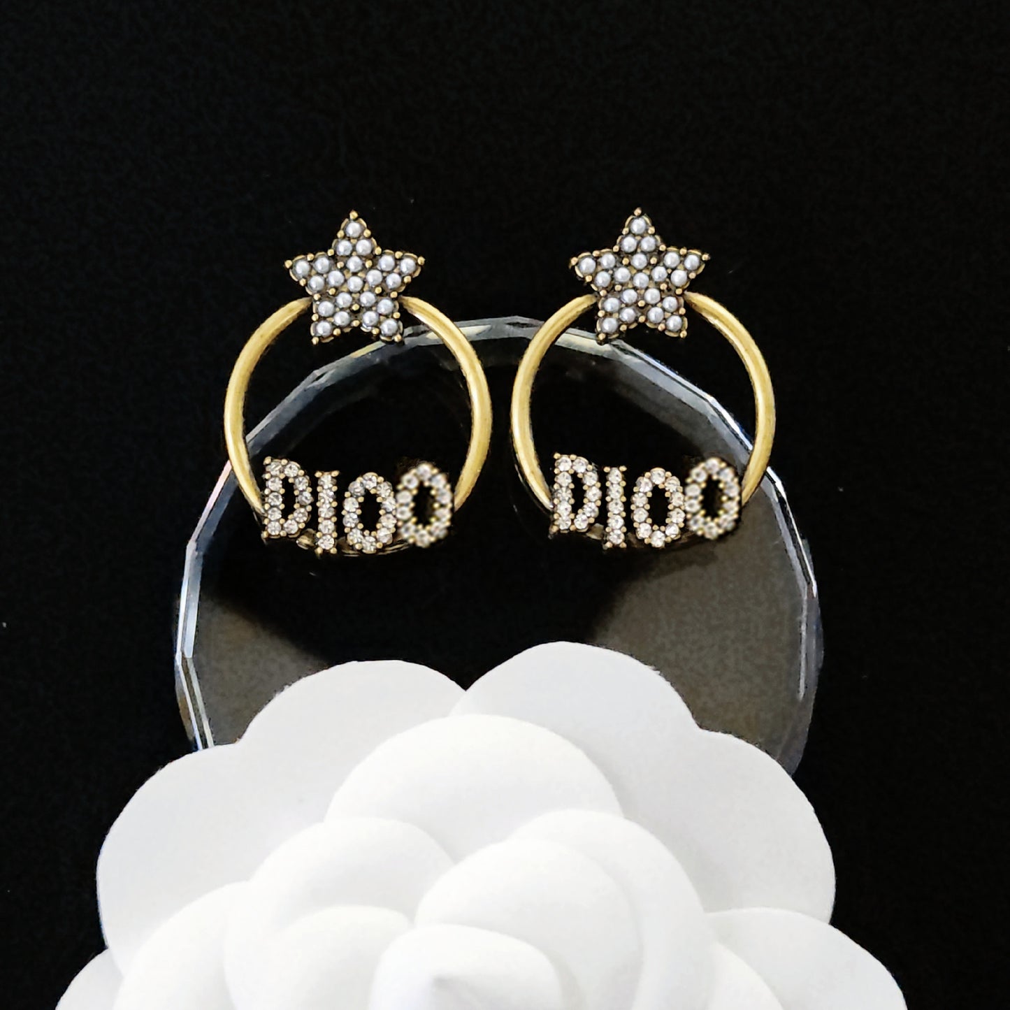 Women's & Men's Quality Collection Trending Rhinestone Letters Sier Earrings